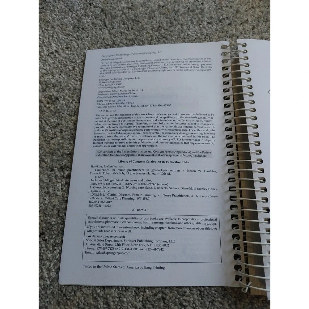 Guidelines for Nurse Practitioners in Gynecologic Settings 10th Ed Hawkins